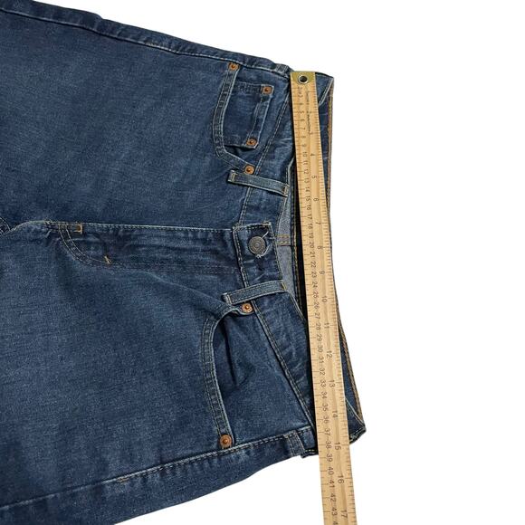 Levis 505 Mens Jeans Size 30 Mid Rise Regular Fit Straight Leg Denim Dark Wash - Picture 10 of 12